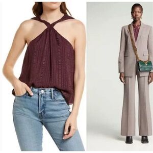 NWOT Frame Draped Textured Silk Halter Top